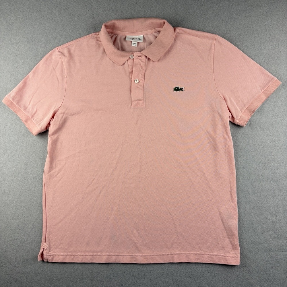 Lacoste Slim Fit Polo Shirt Pink Crocodile Logo 100% Cotton Men's XL